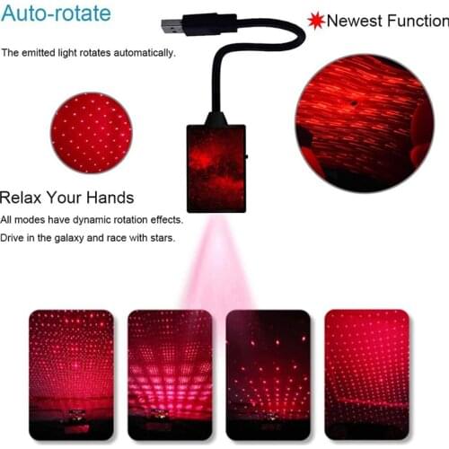 Mini USB LED Car Roof Star Night Light Projector Atmosphere Lamp Starry Sky Home
