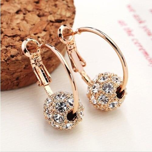 Fashion Jewelry Crystal Ball Earrings Lucky Ball Transfer Beads Earrings Womens Party Wedding Jewelry High Quality Wholesale