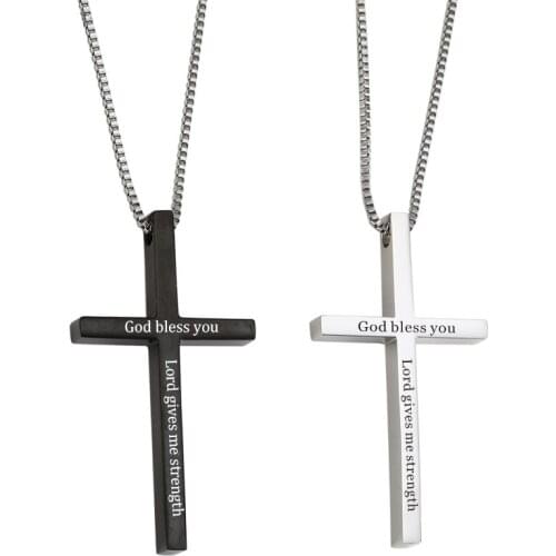 MYLONGINGCHARM Cross Necklace for Women Men Child ,God bless you Christian Stainless Steel Necklaces Best Gifts G2796