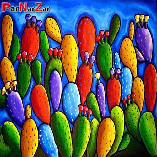 ParNarZar 5D Diamond Painting Kits Succulent Cactu Round Full Drill Flower Crystal Rhinestone Cross Stitch for Wall Decor