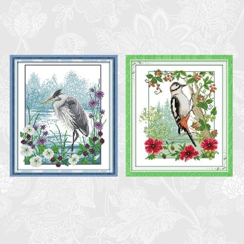 Osprey and Woodpecker Cross Stitch Printed on Canvas DMC 11CT 14CT DIY Handmade Embroidery Cross Stitch Kits Needlework Sets