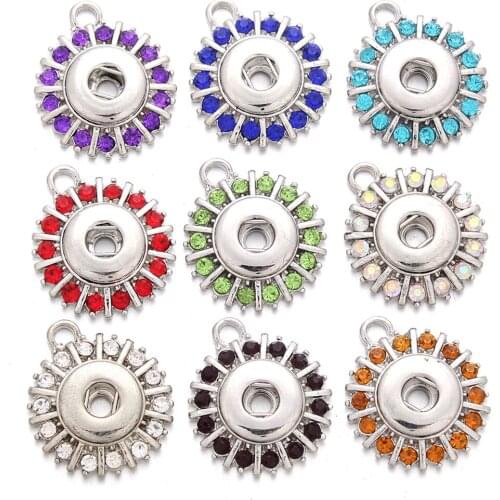 10pcs/lot New Snap Button Jewelry Accessories Crystal Button Fit 12MM Snap Button Interchangeable Snap Necklace DIY Findings