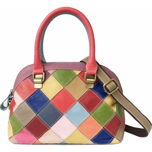Newest Vintage Style Womens Shoulder Bag Diamond Color Matching Rainbow Leather Lady Handbags Messenger Bag Shell Bag