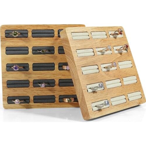 New ring display plate solid wood 15-bit earrings ring jewelry tray Japan and South Korea jewelry display rack