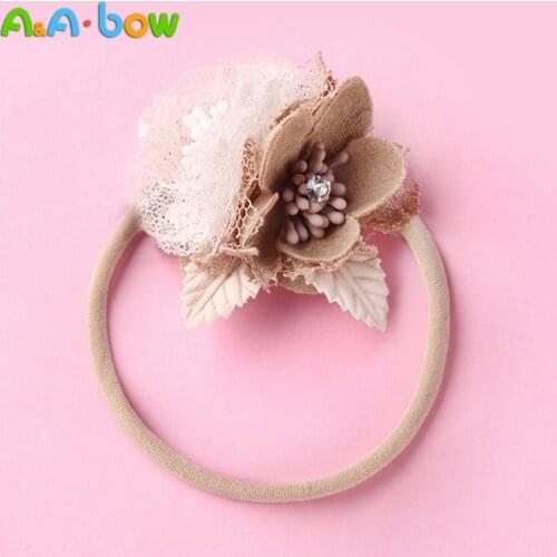 1pcs Boutique Artificial Flower Headbands Beauty Lace Floral Nylon Hairband For Newborn Kids Safe Headwear Gift Hair Accessories