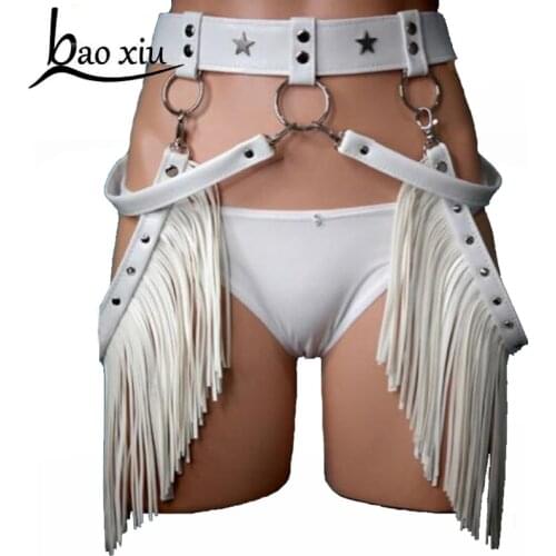 2020 New Vintage Tassel Boho Fringe Wide Belt for Women Personality Leather Bondage Straps Waist Ladies Garter Accessories