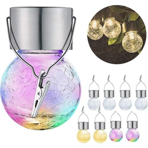 Spherical Solar Chandelier Outdoors LED Waterproof Hollow Ball Chandelier with Clip Garden Corridor Decorative Lights