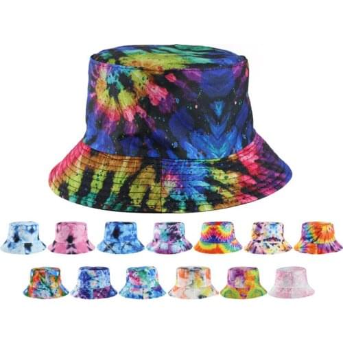 2021 New 3D Printed Fisherman Hats With Tie-dyed Double-sided Basin Hats For Men And Women Outdoor Sun Protection Hats In Summer