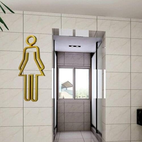 Modern Men and Women Symbol Bathroom Signs Washroom WC Sticker Unisex Family DIY Decoration for Bar Office Shopping Mall