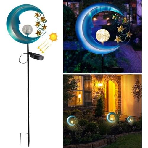 Solar LED Moon Flame Light IP65 Waterproof Retro Iron Landscape Lawn Lamps For Outdoor Yard Solar Light Garden Decoration Lights