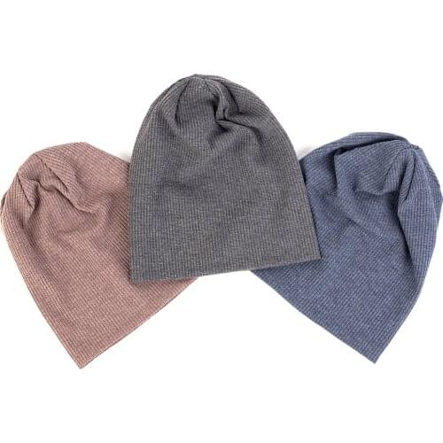 Warm Soft Cotton Solid Color Beanies Fashion Unisex Hip Hop Hats for Winter Autumn Knitted Ribbed Female Gentlemen Skull Caps