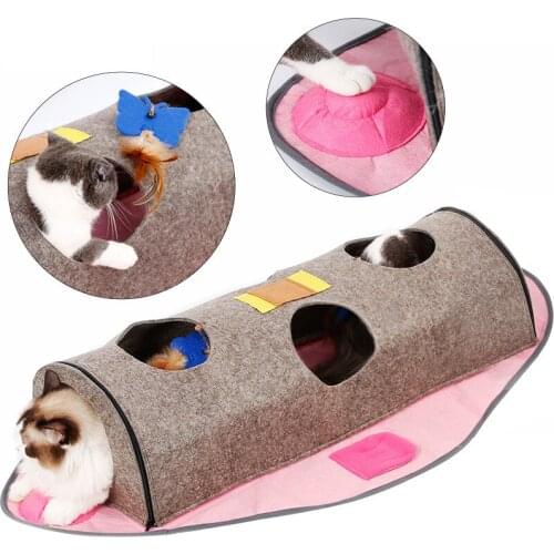 Cat Tunnel Tube Toy Kitten Rabbit Tunnel Bored Cat Pet Playing Hiding Toy Collapsible Tunnel Multiple Tracking Hole Pet Supplies