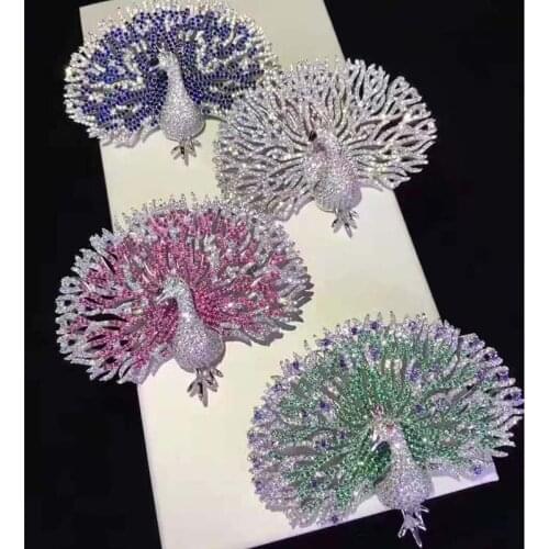 46X60mm Womens High Quality Paved CZ Classic Malachite Carbide，Noble and generous