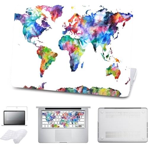 YCSTICKER Art World Map Skin PC Laptop Hard Cover Protective Case for Macbook Air Pro Retina 11 12 13 15 16 inch Touch Bar