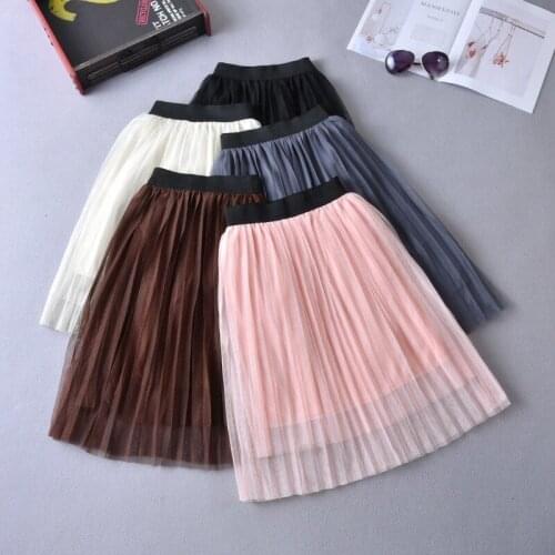 Back To School Girl Skirts Autumn Summer Mesh Tutu Skirts Princess High Waist Kids Children Clothing