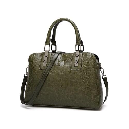 Lady elegant pu leather top-handle bag for female daily commute black green brown red one shoulder bag