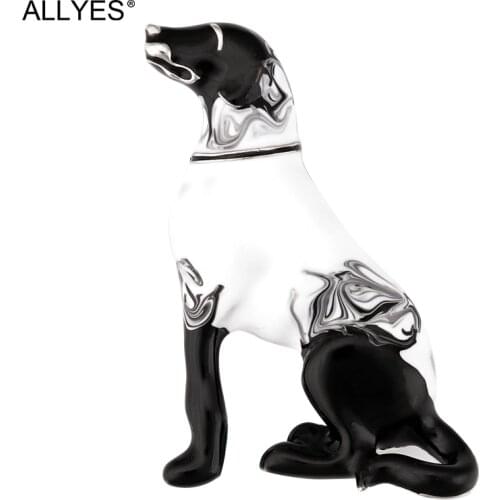 ALLYES Cute Labrador Dog Brooches For Women Fashion Metal Crystal Gray Black Enamel Animal Brooch Jewelry