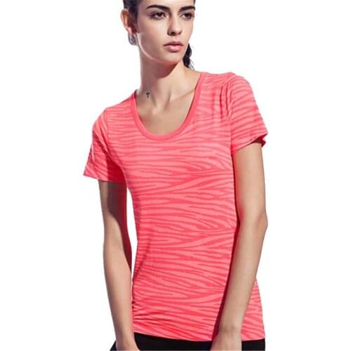 Women Fitness Quick Drying Shirts Elastic Yoga Sports T Shirt Tights Gym Running Tops Breathable Short Sleeve Tees Blouse Shirts