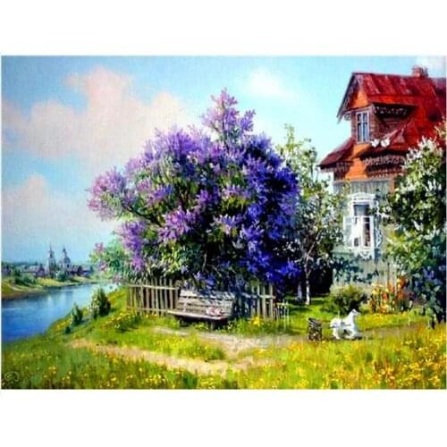 Full Diamond Painting Kits Rural Scenery Diamond Dot Mosaic Embroidery Picture Crystal Rhinestone Sticker Decal Wall Art Craft