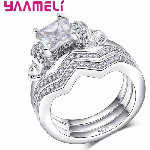 Wholesale High Quality 925 Sterling Silver Moving Geometric Pattern Square Crystal Ring Party Accessories For Women
