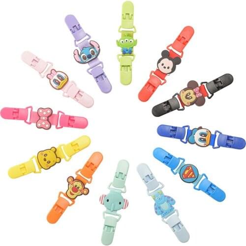 1pcs Disney Mickey Mouse Baby Silicone Pacifier Anti-Drop Chain Nipple handkerchief clip towel clip double Head Bib Clip Pacifie