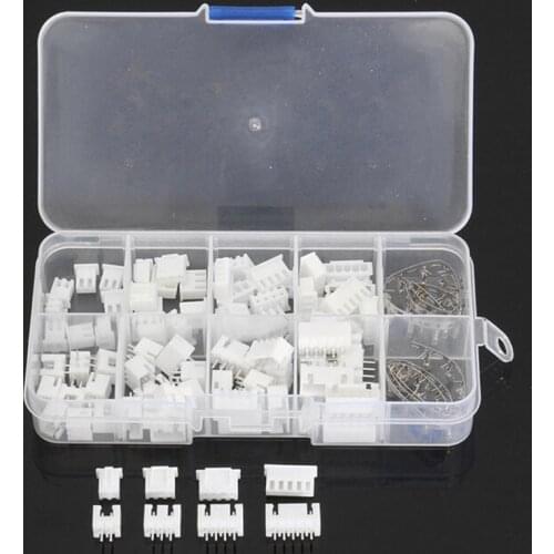 140PCS 2/3/4/5 Pins Male Female Assorted JST-XH 2.54mm Wire White Housing Connectors Set Jumper Pin Bare Terminals Kit