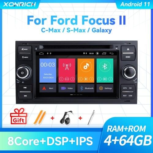 2 Din Carplay Android 11 Car DVD Multimedia For Ford Focus 2 Ford Fiesta Mondeo 4 C-Max S-Max Fusion Transit Kuga AutoRadio GPS