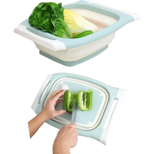3 In1 Folding Cutting Board Sink Chopping Block With Foldable Drain Basket Washing Vegetables Fruit Storage Box Kitchen Tool