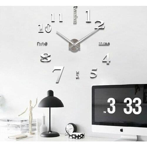 European Style 3D Clock DIY Fashion Digital Clock Wall Stickers Home Decoration Acrylic Mirror Large Wall Clock