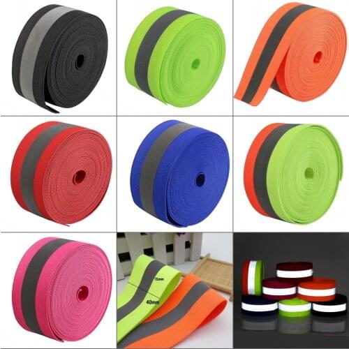 40mmx15mm x 2meter Stretchable Reflective Elastic Tape Band Belt Fabric 7 Colors By Choice