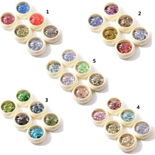 6 Pcs/set Manicure Sequins Nail Beauty Glitter Filling Material DIY Epoxy Filler Nails