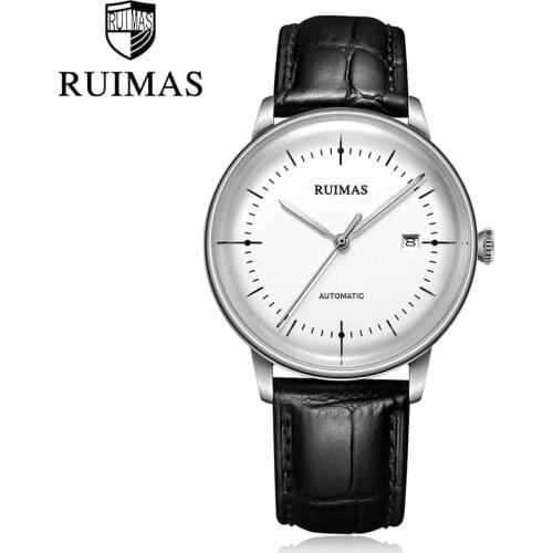 Ruimas Automatic Miyota Mechanical Watch Men Thin Sports Mens Watches Wristwatches Waterproof Relogio Masculino 2018
