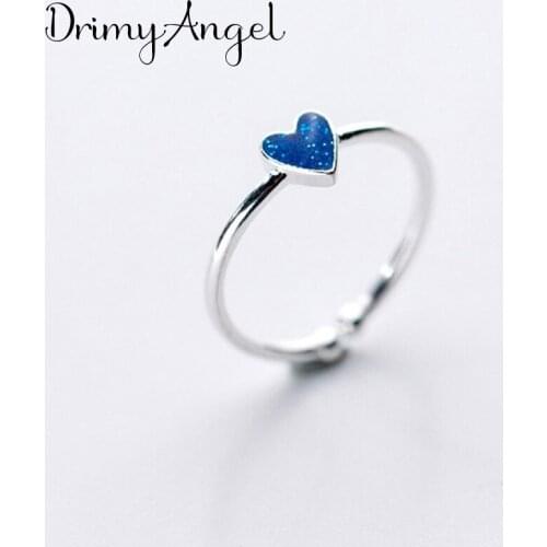 Bohemian Vintage Silver Color Blue Heart Rings For Women Men Engagement Rings Girls Party Gifts Anillos 2020
