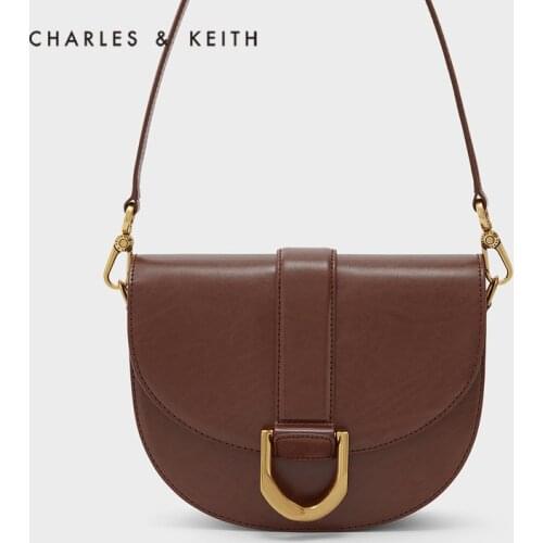CHARLES＆KEITH New Arrival for Autumn 2021 CK2-80781616 Womens metal buckle one-shoulder underarm saddle bag