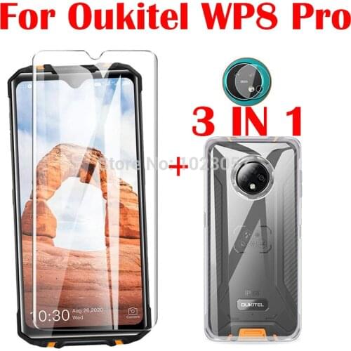 3-in-1 Case + Camera Tempered Glass On OUKITEL WP8 Pro NFC ScreenProtector Glass For OUKITEL WP8 Pro 6.49inch 2.5D Glass