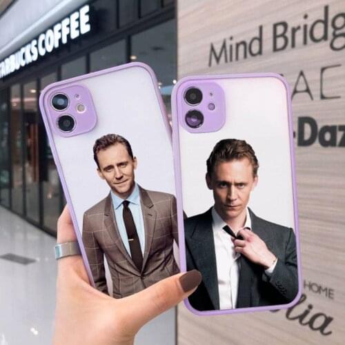 Tom Hiddlestons Phone Case For iPhone 12 11 Mini Pro XR XS Max 7 8 Plus X Matte transparent Purple Back Cover