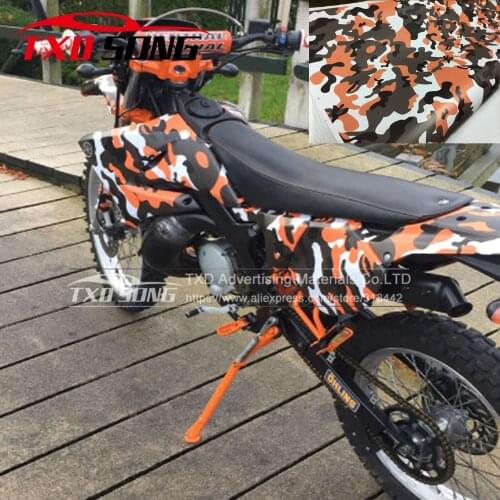 Premium digital Orange Camouflage Vinyl Film Foil Car Wrap With Air Bubble Free Vehicle Motorbike Scooter Decal Sticker Wrapping