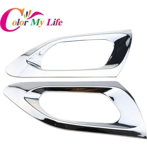 Color My Life 2Pcs/Set Car Rear Inner Handle Chrome Front Handle Circle Decoration Stickers for Puegoet 2008 2014 - 2017