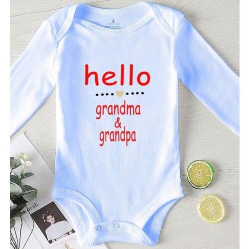 Children Jumpsuits Clothing for Babies Printing Hello Grandpa Grandma Jumpsuit Kids Autumn Infant Girls Winter Rompers