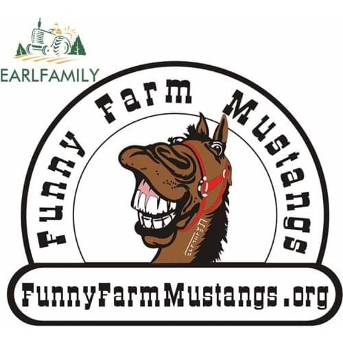 EARLFAMILY 13cm x 10.5cm For Funny Farm Mustangs Personality Car Stickers Interesting Decal Car Accessories Anime Decoration