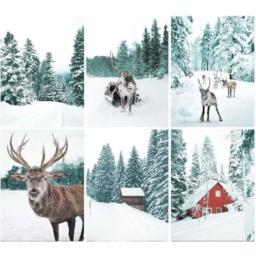 GATYZTORY Paint By Number Winter Scenery Oil Painting Art DIY Coloring By Number Door Landscape Kits Modern Wall Artworks