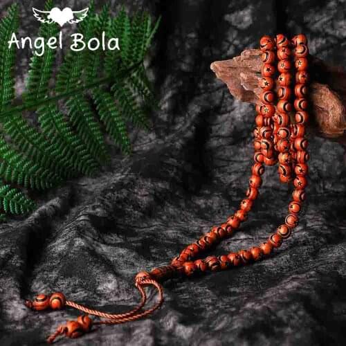Islamic Muslim Multicolor Carved Star and Moon Pattern Tassel Pendant Rosary Prayer Yoga Bracelet Jewelry Wholesale
