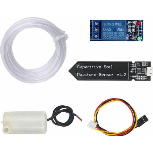 Automatic Irrigation DIY Kit Self Watering System with Capacitive Soil Moisture Sensor 1 Channel 5V Relay Module and Water Pump
