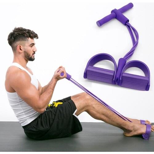 Multifunctional 4 Tubes Latex Foot Pedal Elastic Pull Rope Expander Muscle Fitness Workout Sports Equipment Resistance Bands