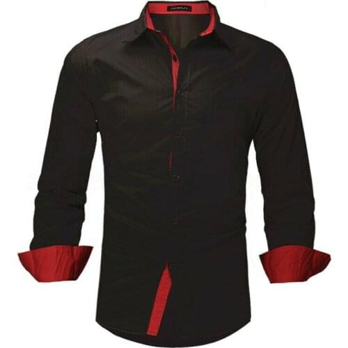 Mens Luxury Long Sleeve Casual Shirt Slim Fit Formal Dress Shirts Lapel Tops Tee