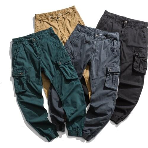 Spring and Summer New Style Thin Small Loose Wash Dyed Pure Cotton Stretch Fashion Overalls Mens Casual Pants Mens