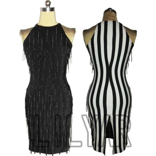 New Latin Dance Dress Competition Dress Costumes Skirt Performing Dress Sparkly Rhinestones Adult Customize Children