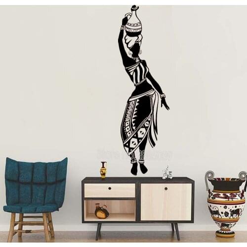 New Design Decal Africa Culture Dance Style Pitcher Vase Wall Sticker Vinyl Wallpaper Living Room Wall Decor Art Mural Hot LC144