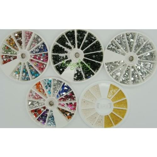 Wholesale!50pcs/set Nail Art Rhinestones Glitter Tip Gems Wheel Free Shipping!Big Discount