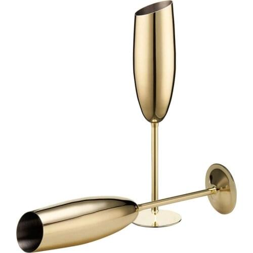 Premium 18/8 Stainless Steel Champagne Flutes Glass, Set of 2, 8.2 oz Unbreakable BPA Free Champagne Wine Glasses
